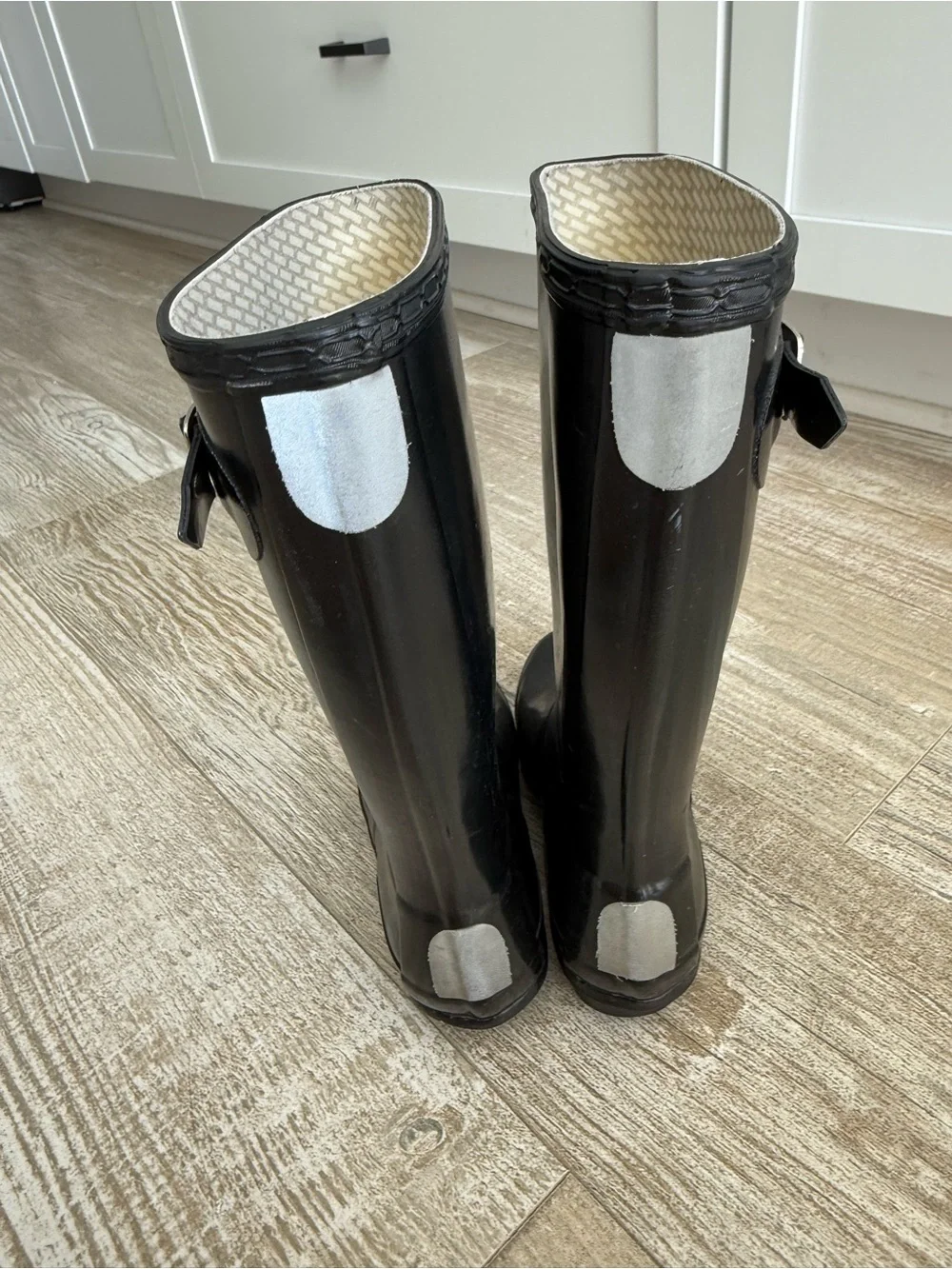 Hunter Black Tall Rubber Rain Boots with Side Buckle